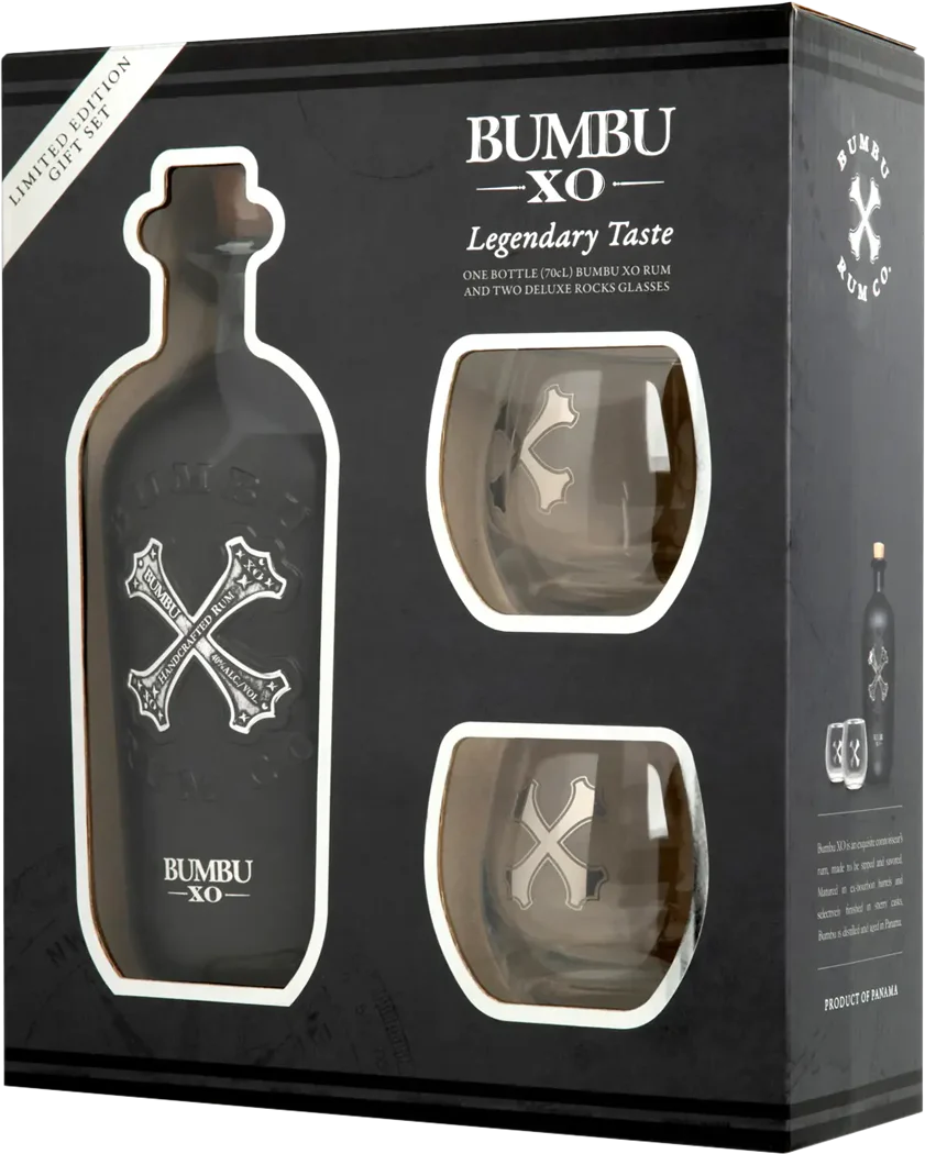 Bumbu X.O. Rum with Glasses