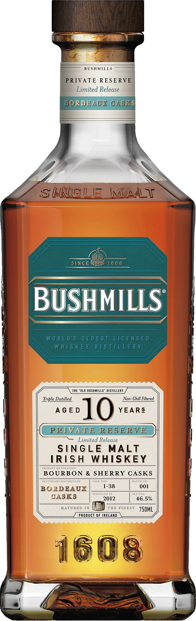 Bushmills Private Reserve 10 Year Old Bordeaux Cask Limited Release Irish Whiskey