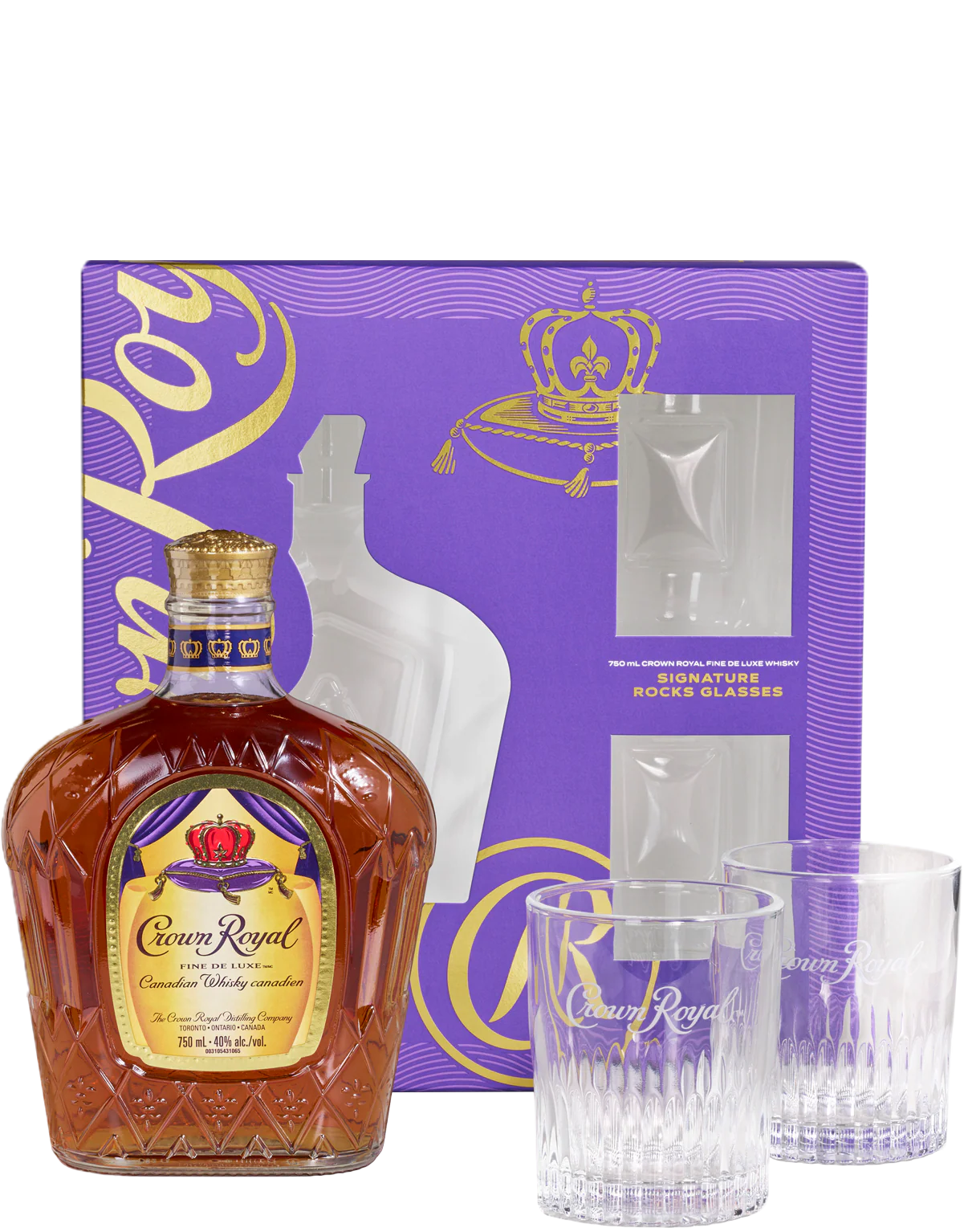 Crown Royal Blended Canadian Whisky with Glasses