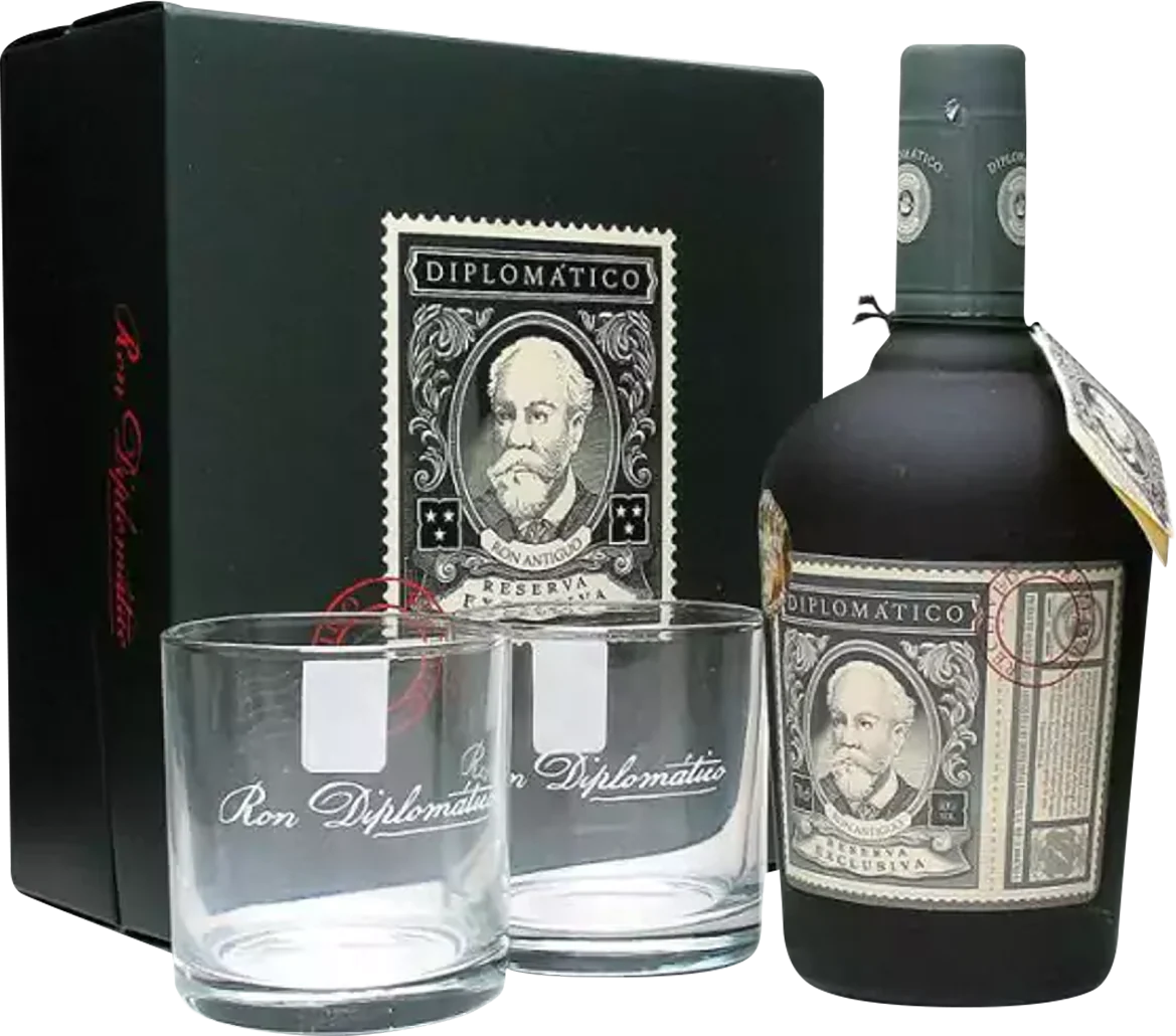 Diplomatico - Botucal Reserva Exclusiva Rum with Glasses