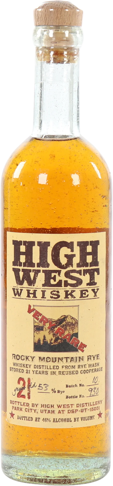 High West 21 Year Old Rocky Mountain Rye Whiskey (375mL)