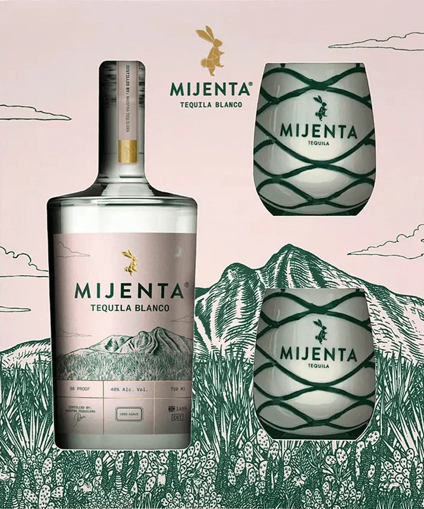 Mijenta Tequila Blanco with Glasses