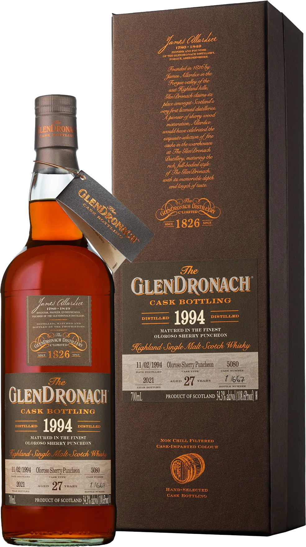 The GlenDronach 27 Year Old 1994 Oloroso Sherry Puncheon Single Malt Scotch Whisky (700mL)