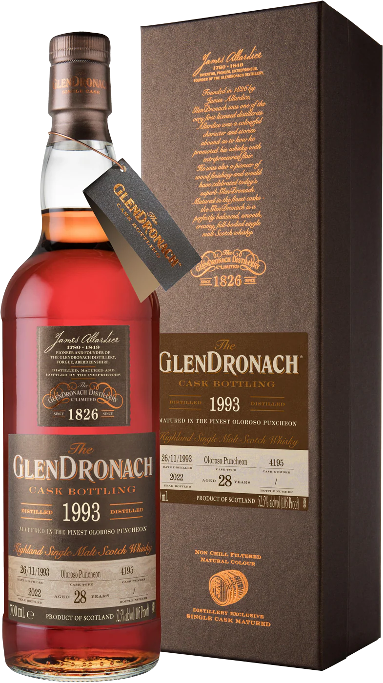 The GlenDronach 28 Year Old 1993 Cask #4195 Single Malt Scotch Whisky (700mL)